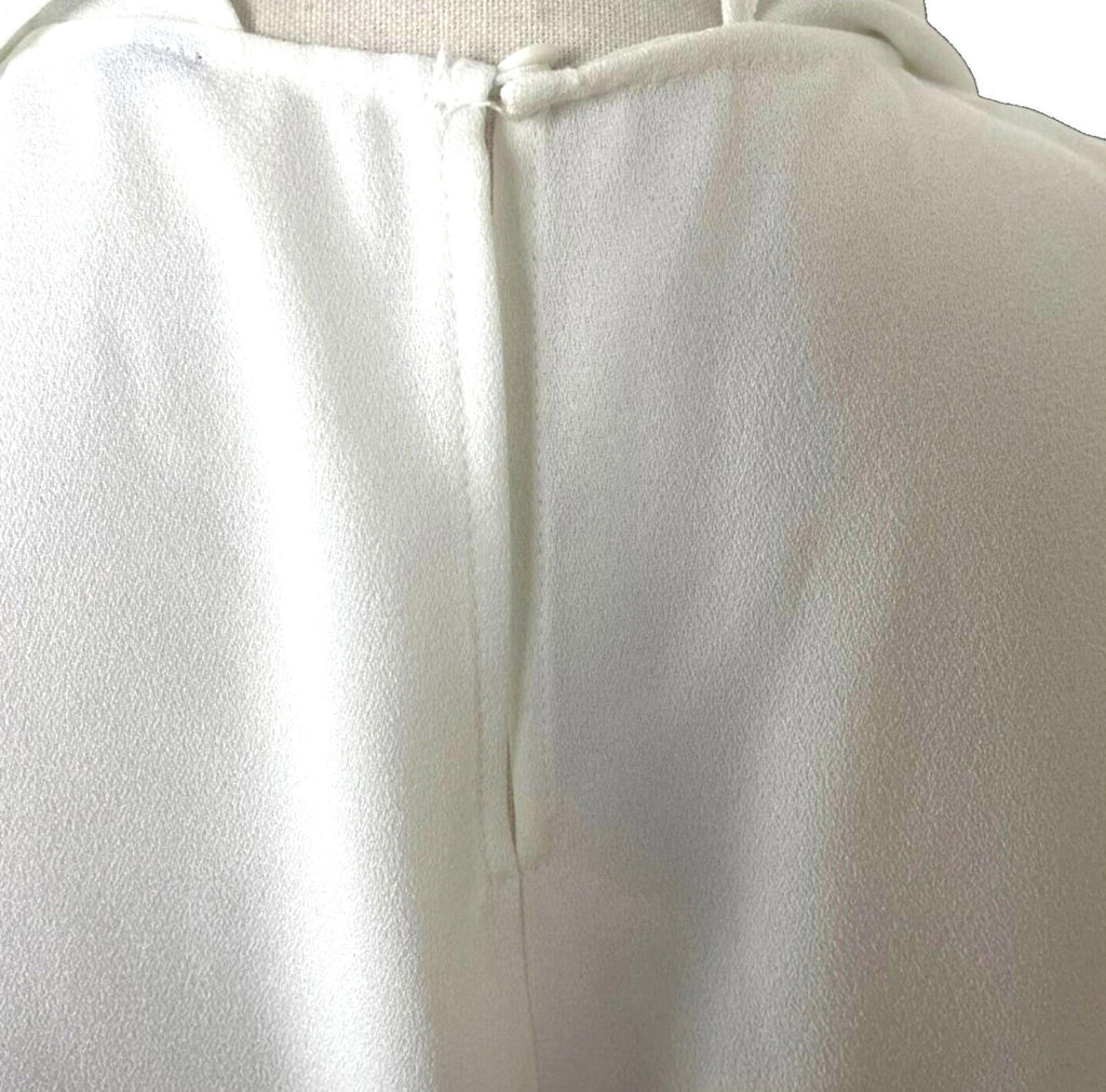 Zara Vest Top Blouse White Satin Ruffled Collar Women's UK Size M