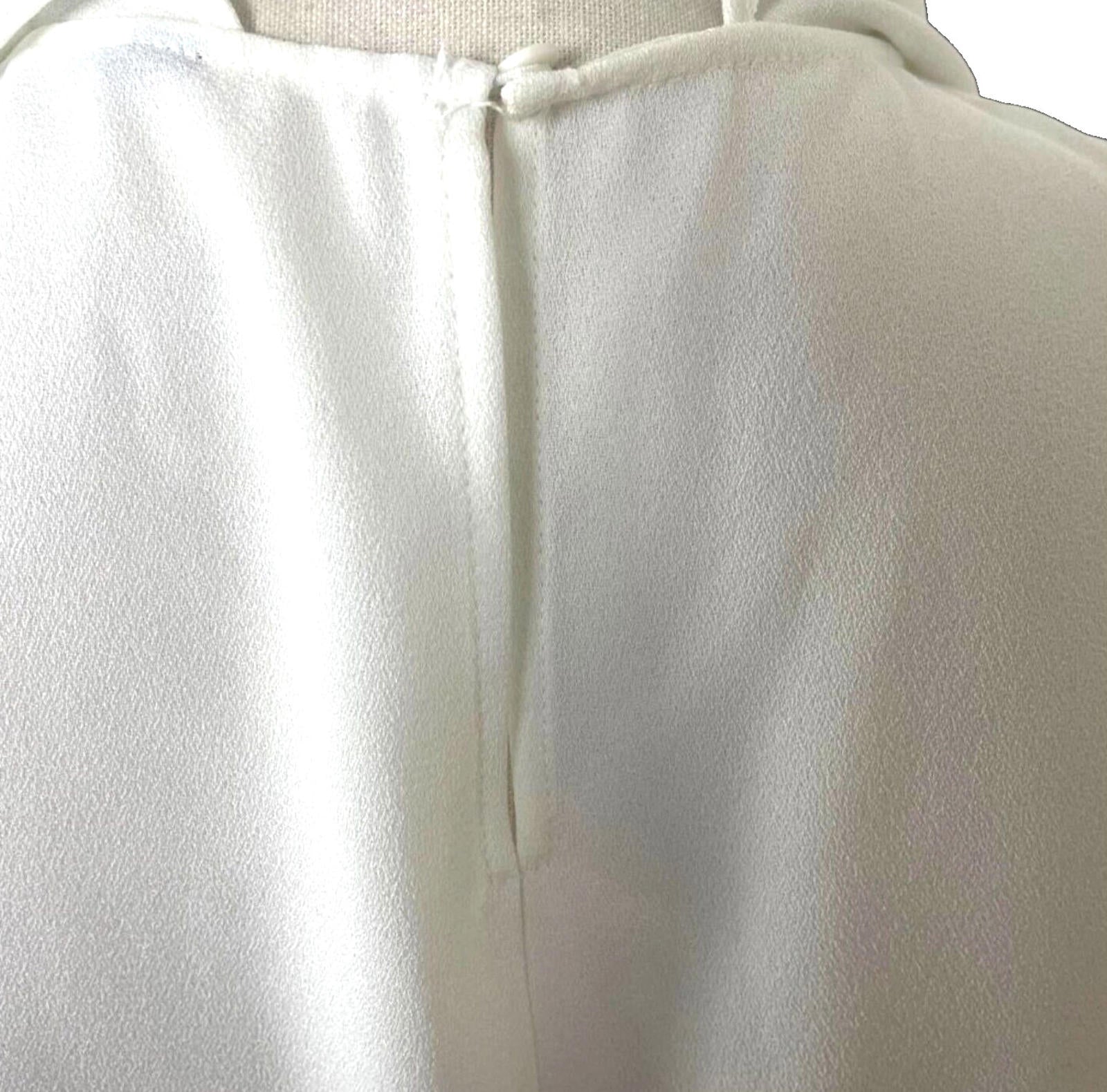Zara Vest Top Blouse White Satin Ruffled Collar Women's UK Size M