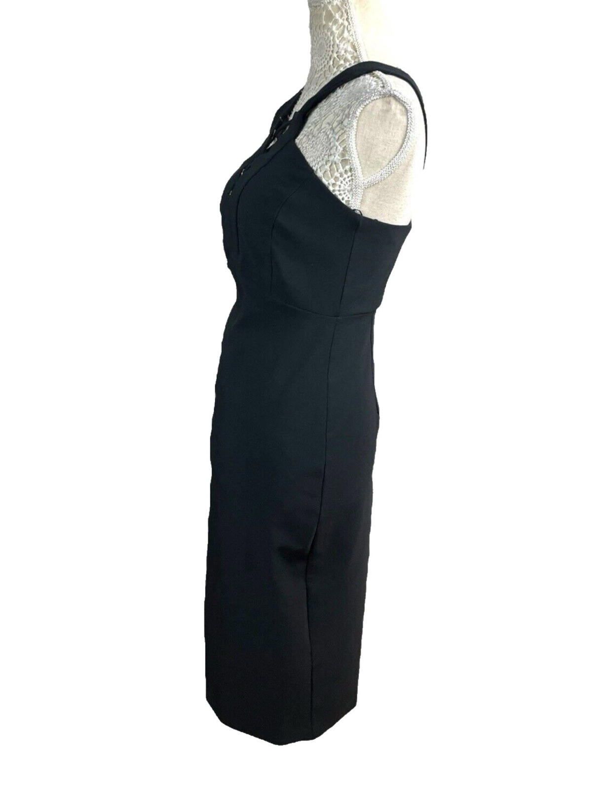 River Island Black Midi Dress Criss Cross Neckline Women’s UK Size 12