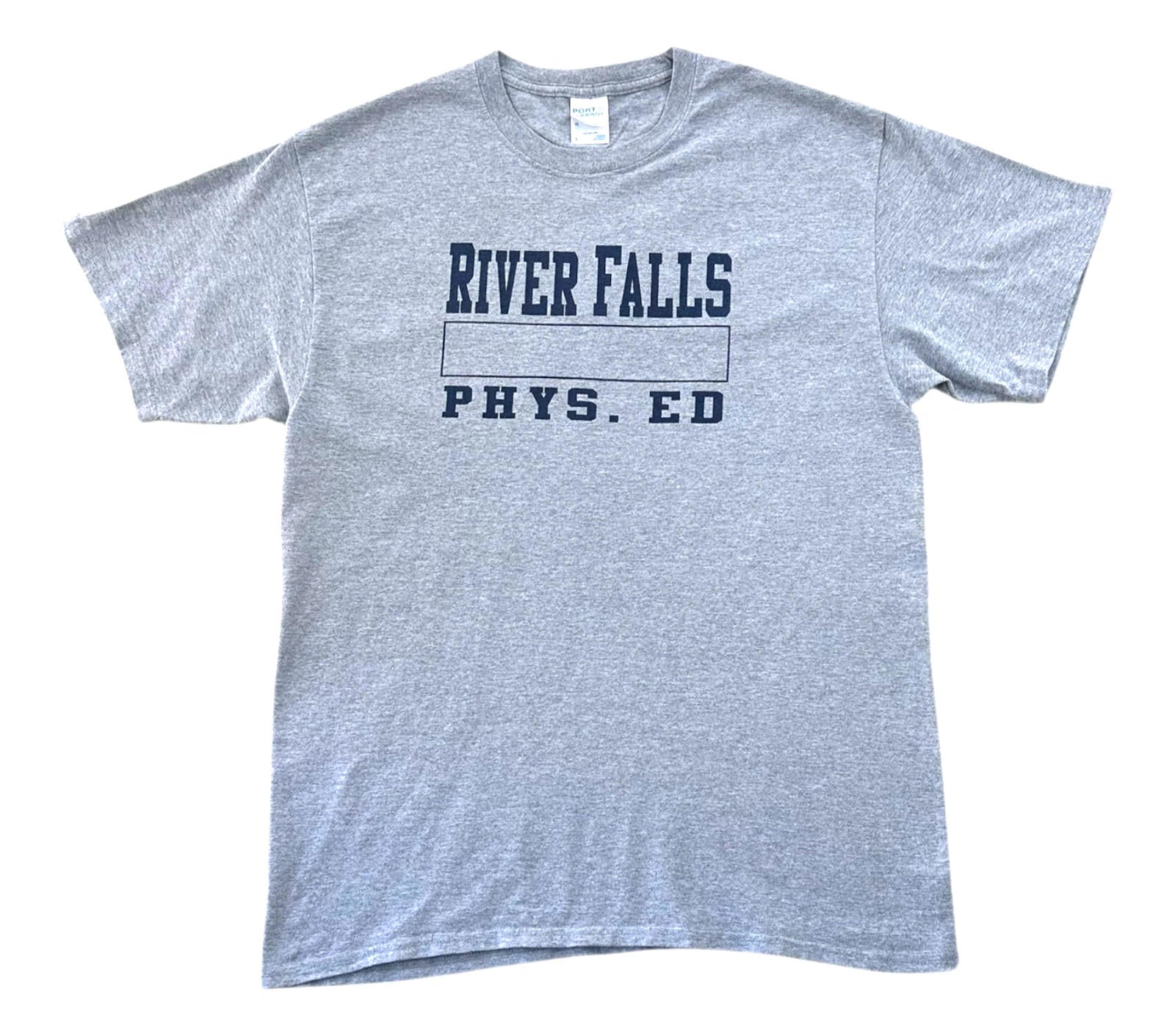 River Falls Middle School Gym T-Shirt Kids UK Size L Grey Crew Neck Short Sleeve