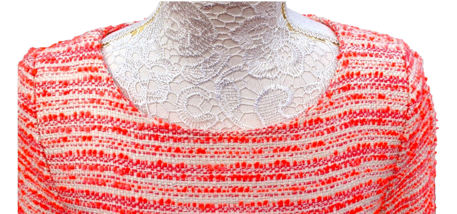 John Lewis Orange Tweed 60's Mini Dress Textured Summer Women's UK Size 12