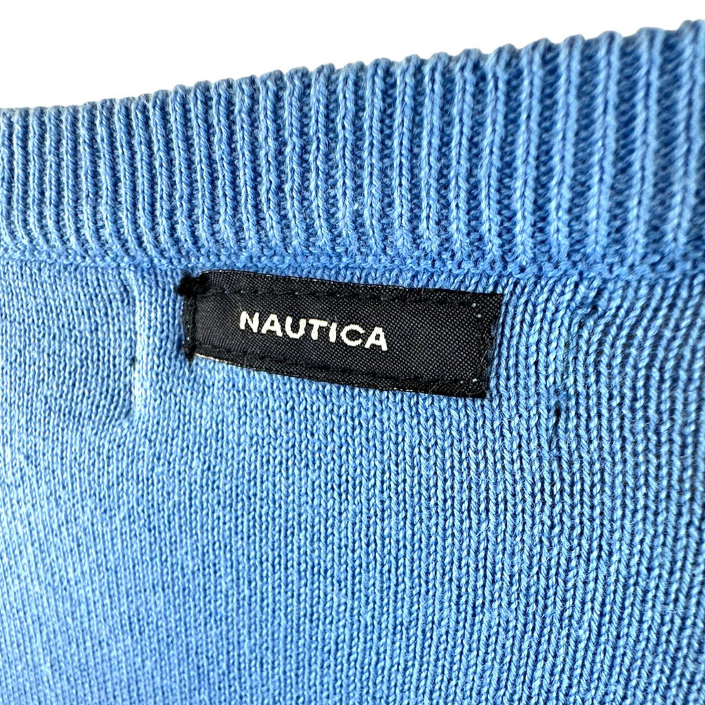 Nautica Sweater Vest Men's UK Size XL Blue Sleeveless 100% Cotton V-Neck