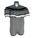 Papaya Off Shoulder Knit Top Women’s UK Size 12 Stripe Black White