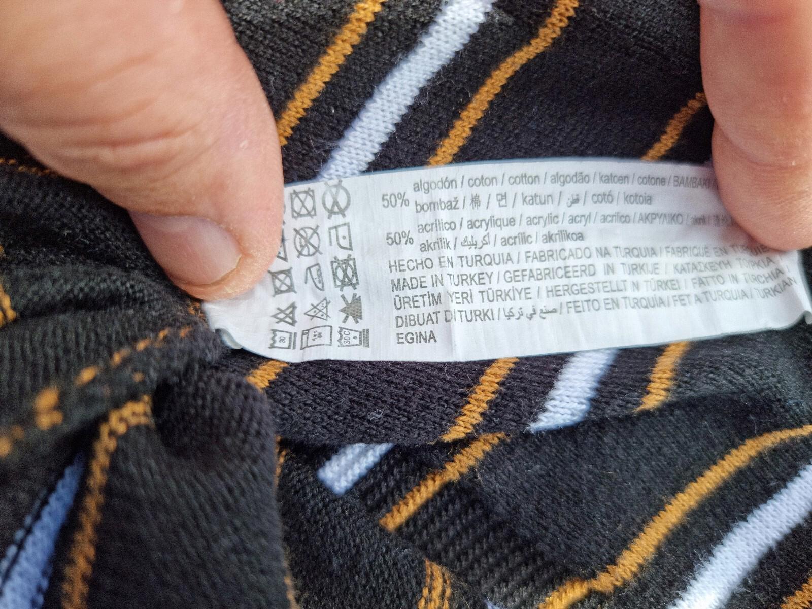 Pull & Bear Polo Shirt Men's UK Size S Black Knit Striped Jersey Tee Summer