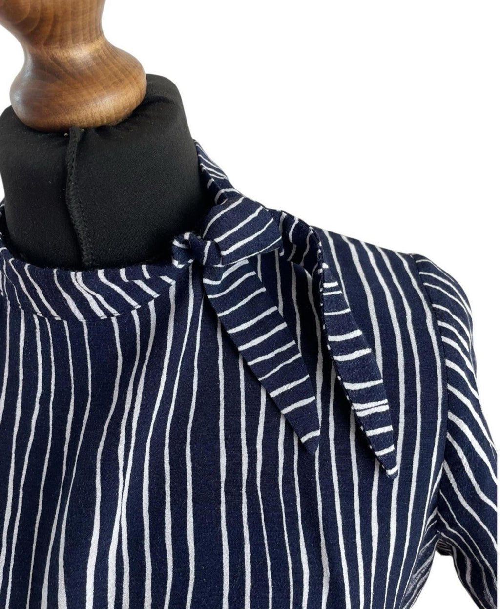 Next Navy Blouse High Neck Striped Lightweight Women’s UK Size 12