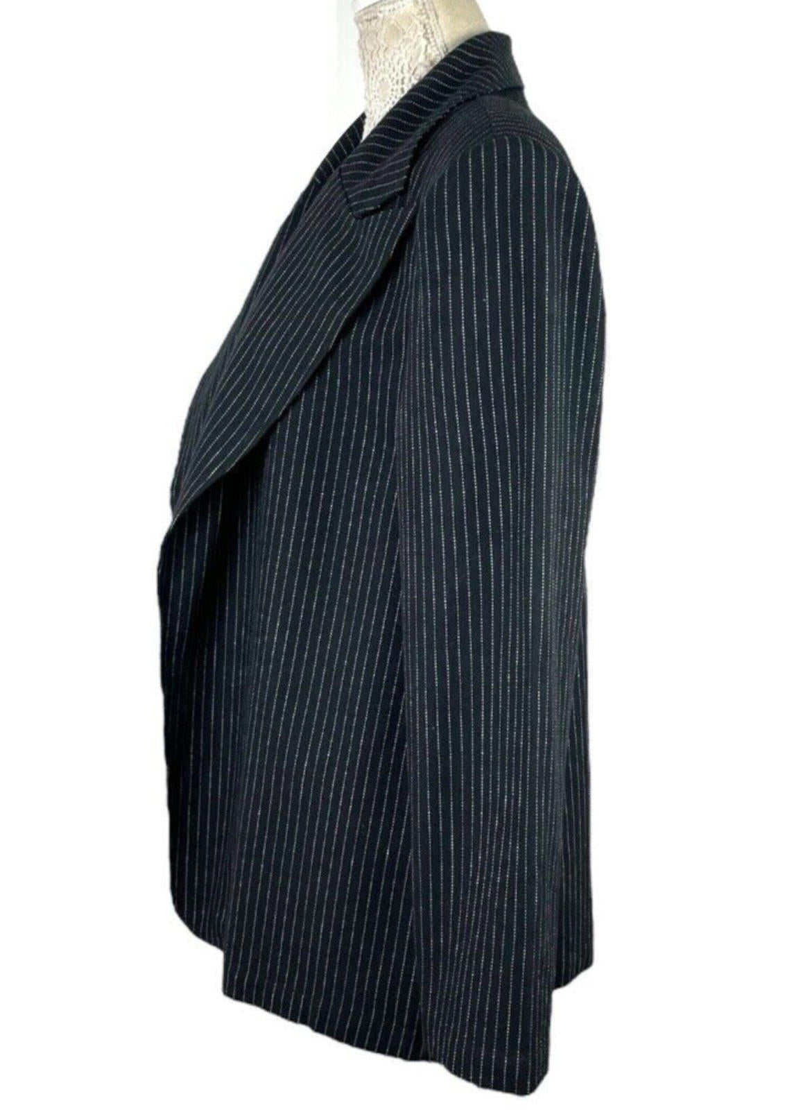 Pretty Little Thing Blazer Jacket Black Stripe Shoulder Pads Women’s UK Size 14