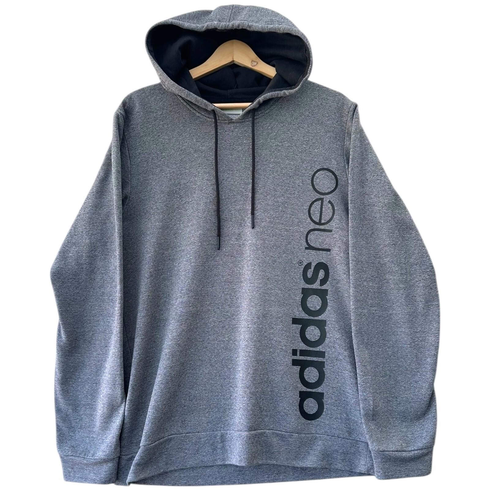 Adidas Neo Hoodie Men's UK Size XL Grey Graphic Print Light Casual Sports Jersey