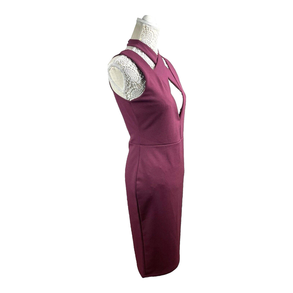 Missguided Burgandy Midi Dress Cross Neck Design Women’s UK Size 12