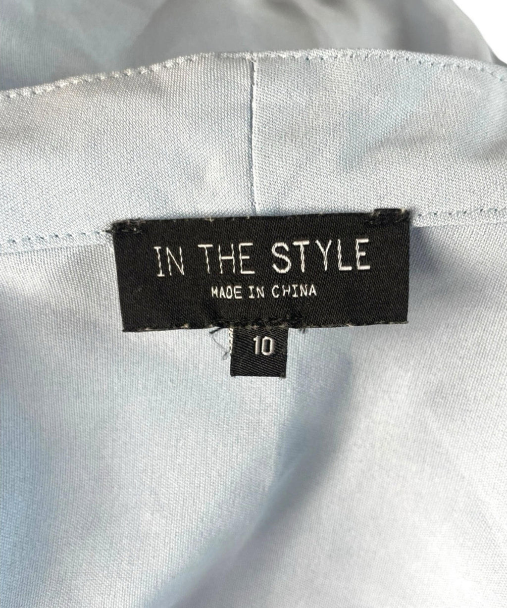 In The Style Blouse Women's UK Size 10 Belted Waist Puff Shoulder Sleeves Plunge