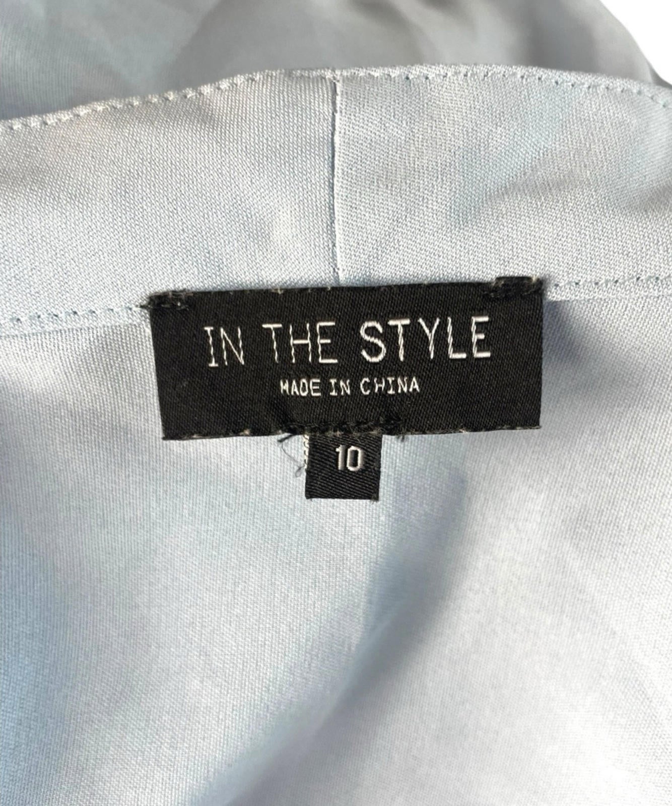 In The Style Blouse Women's UK Size 10 Belted Waist Puff Shoulder Sleeves Plunge