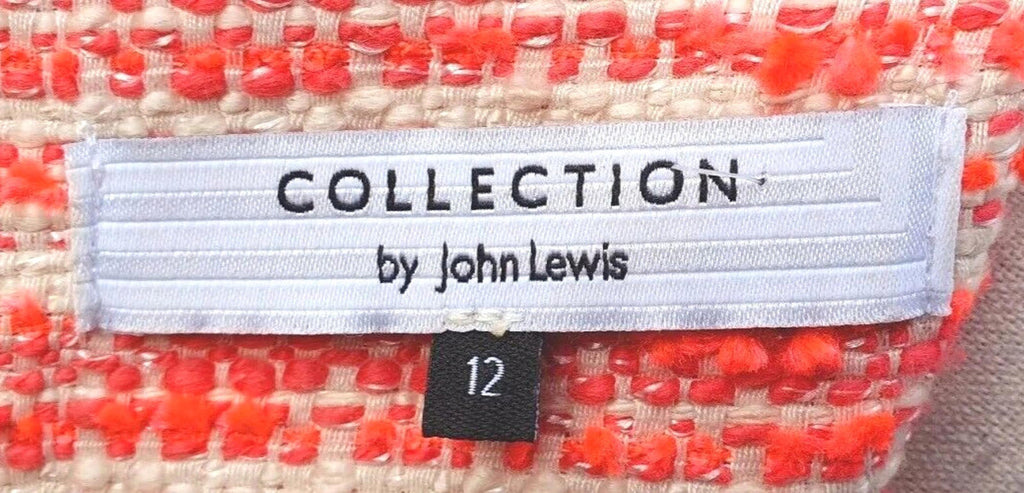John Lewis Orange Tweed 60's Mini Dress Textured Summer Women's UK Size 12