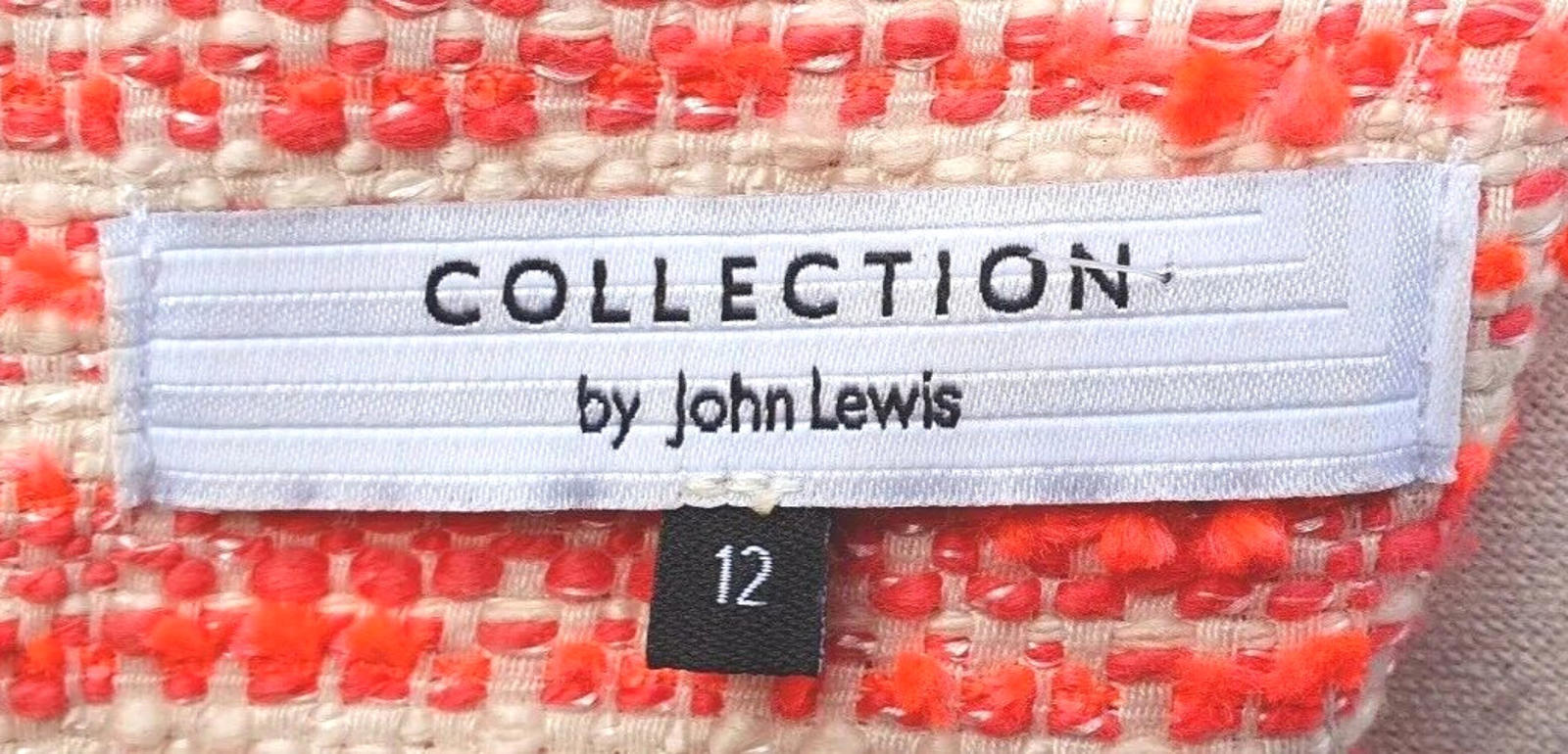 John Lewis Orange Tweed 60's Mini Dress Textured Summer Women's UK Size 12