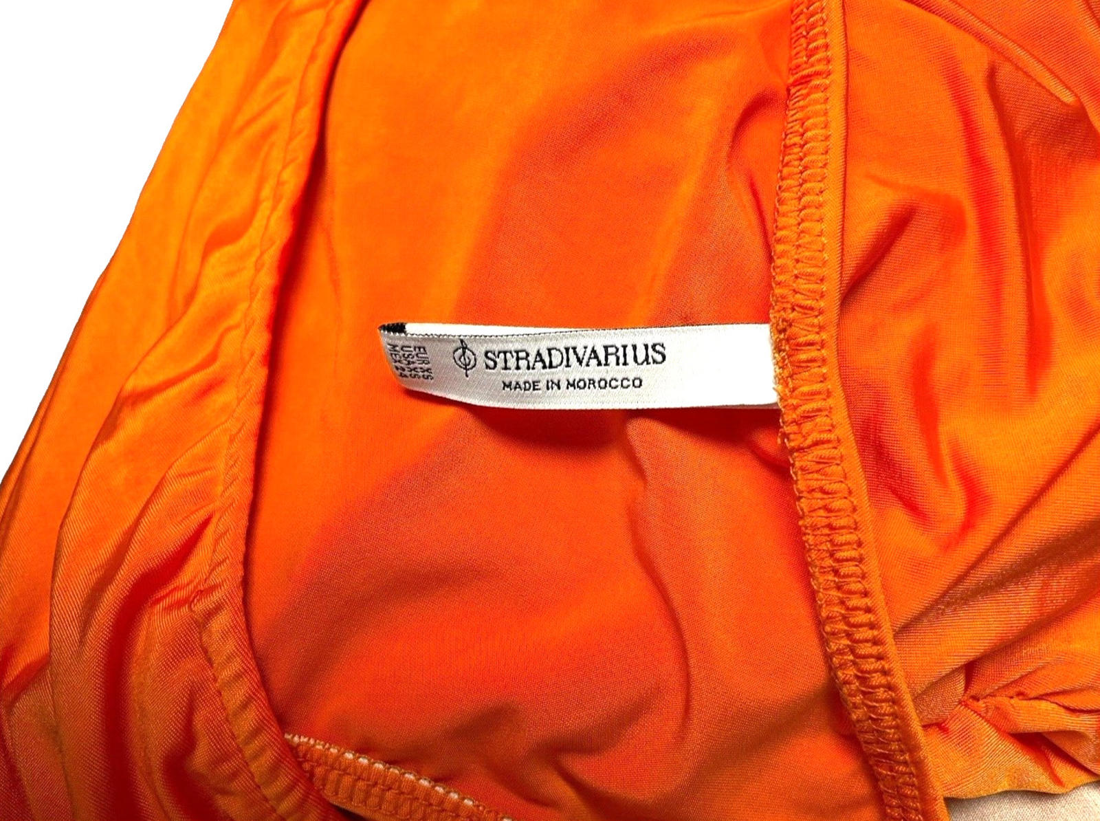 Stradivarius Midaxi Dress Bodycon Orange One Shoulder Ruffle Women’s UK Size XS