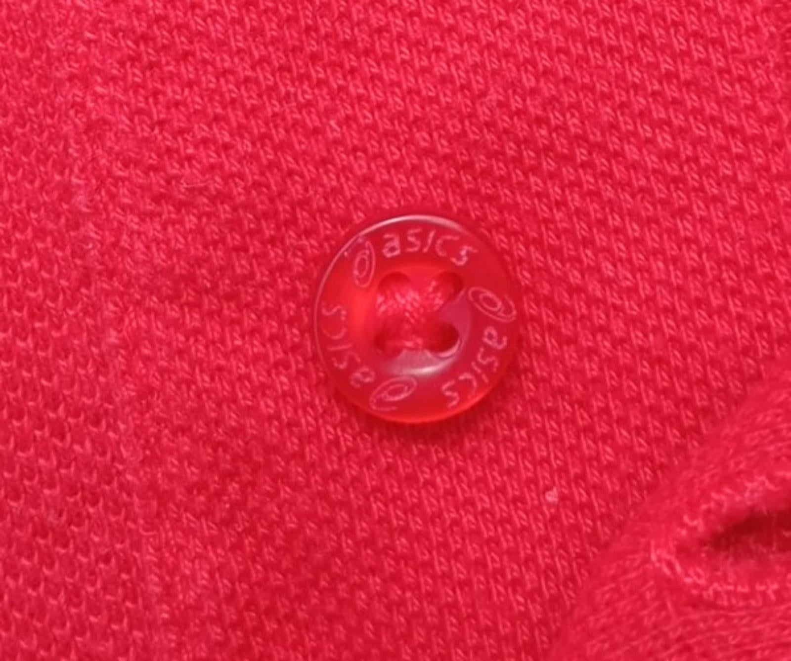 Asics Polo Shirt Men's UK Size S Red Short Sleeve Embroided Logo Cotton Blend
