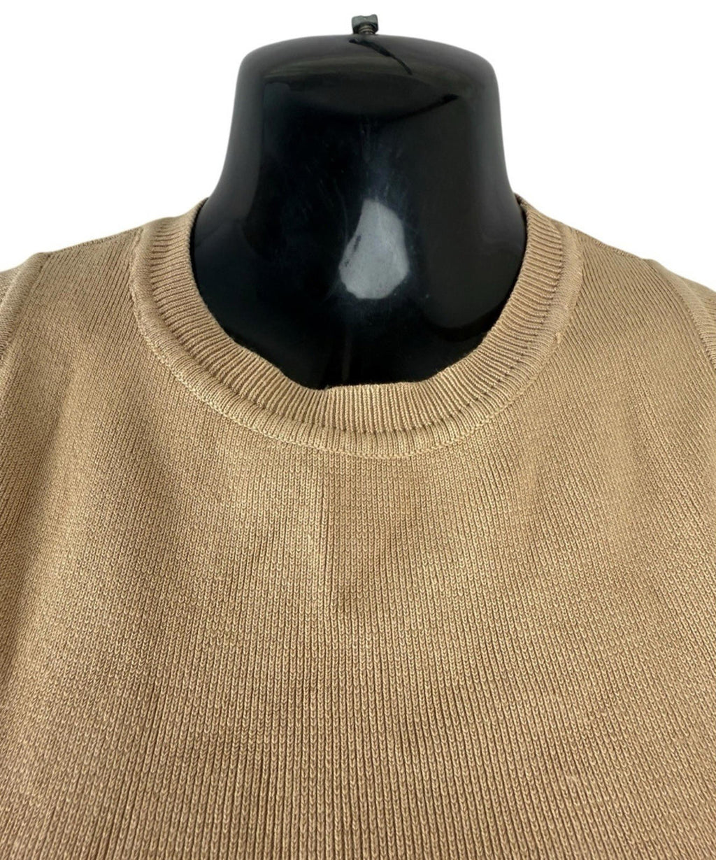 Zara Tan Knitted Crop Top Round Neck Tank Women’s UK Size S