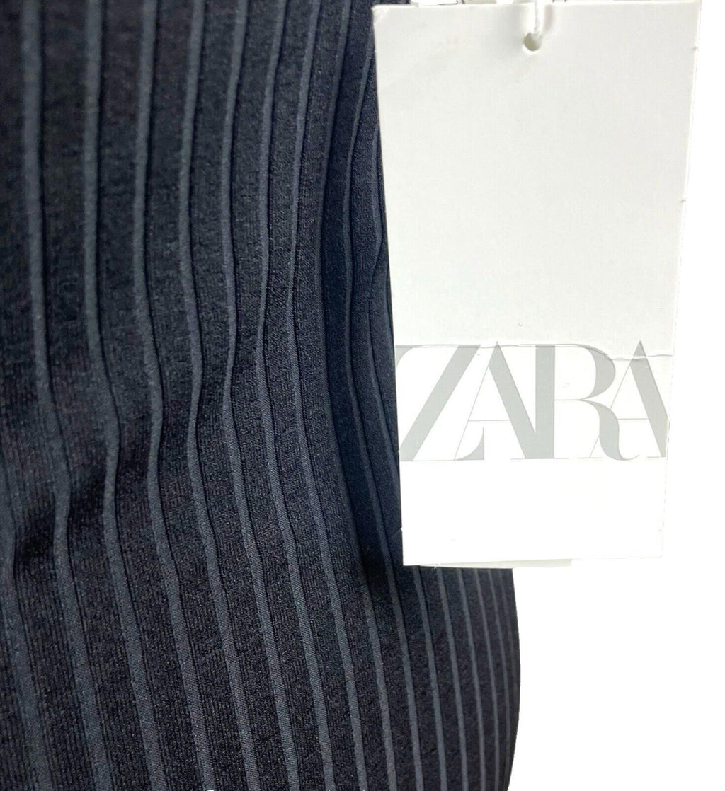 Zara Black Ribbed Maxi Dress Frill Straps Women’s UK Size S