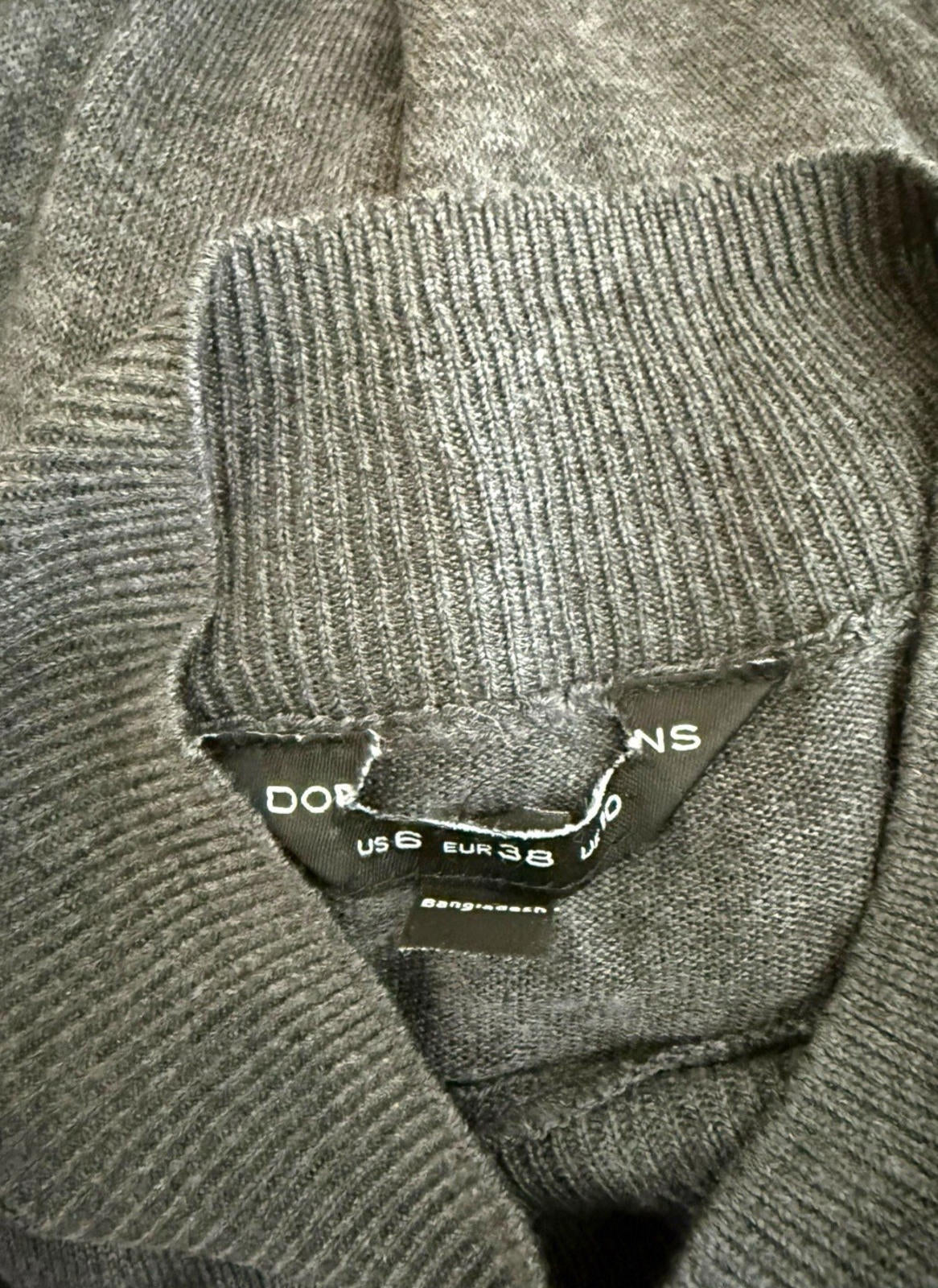 Dorothy Perkins Grey Jumper Thin Turtle Neck Women’s UK Size 10