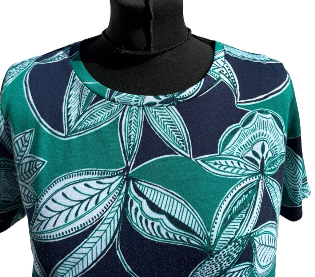 Marks & Spencer Green T-shirt Blouse Leaf Print Lightweight Women’s UK Size 14