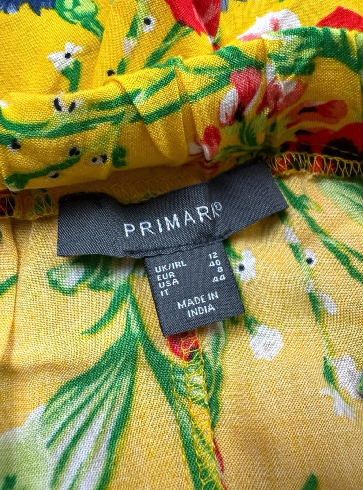 High Low Floral Skirt Women’s UK Size 12 Yellow Elasticated Waist Ruffled Hem