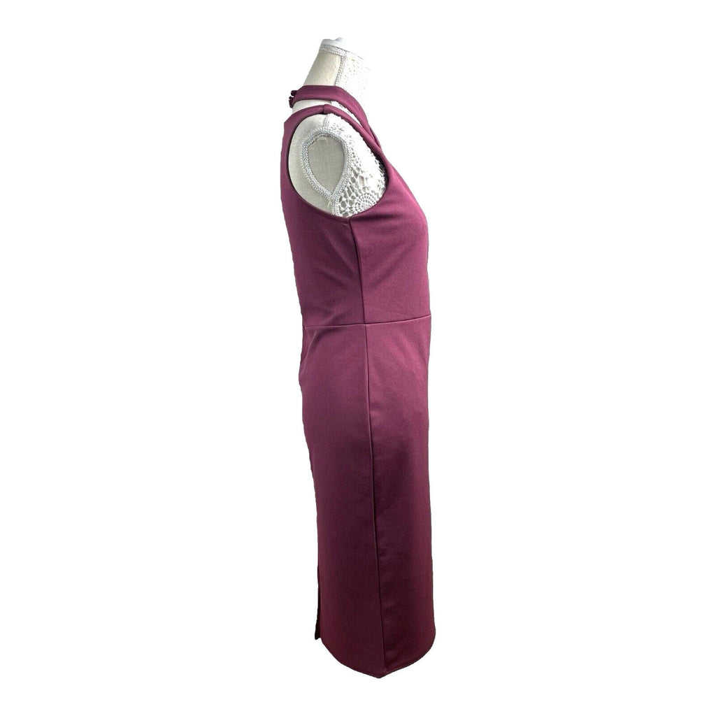 Missguided Burgandy Midi Dress Cross Neck Design Women’s UK Size 12