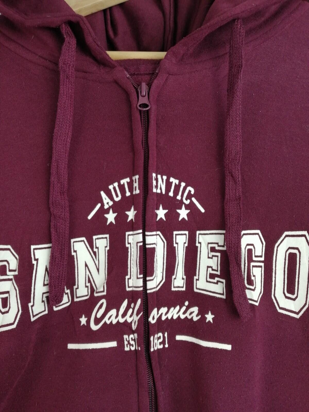 San Diego Zip Hoodie Men's UK Size XXL Red Jersey Hooded Jacket Pockets Sports