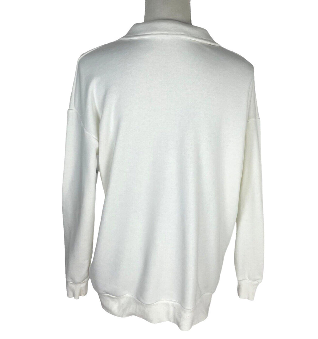Stradivarius Over Sized Jersey Jumper Collared White Chicago Women's UK Size XS