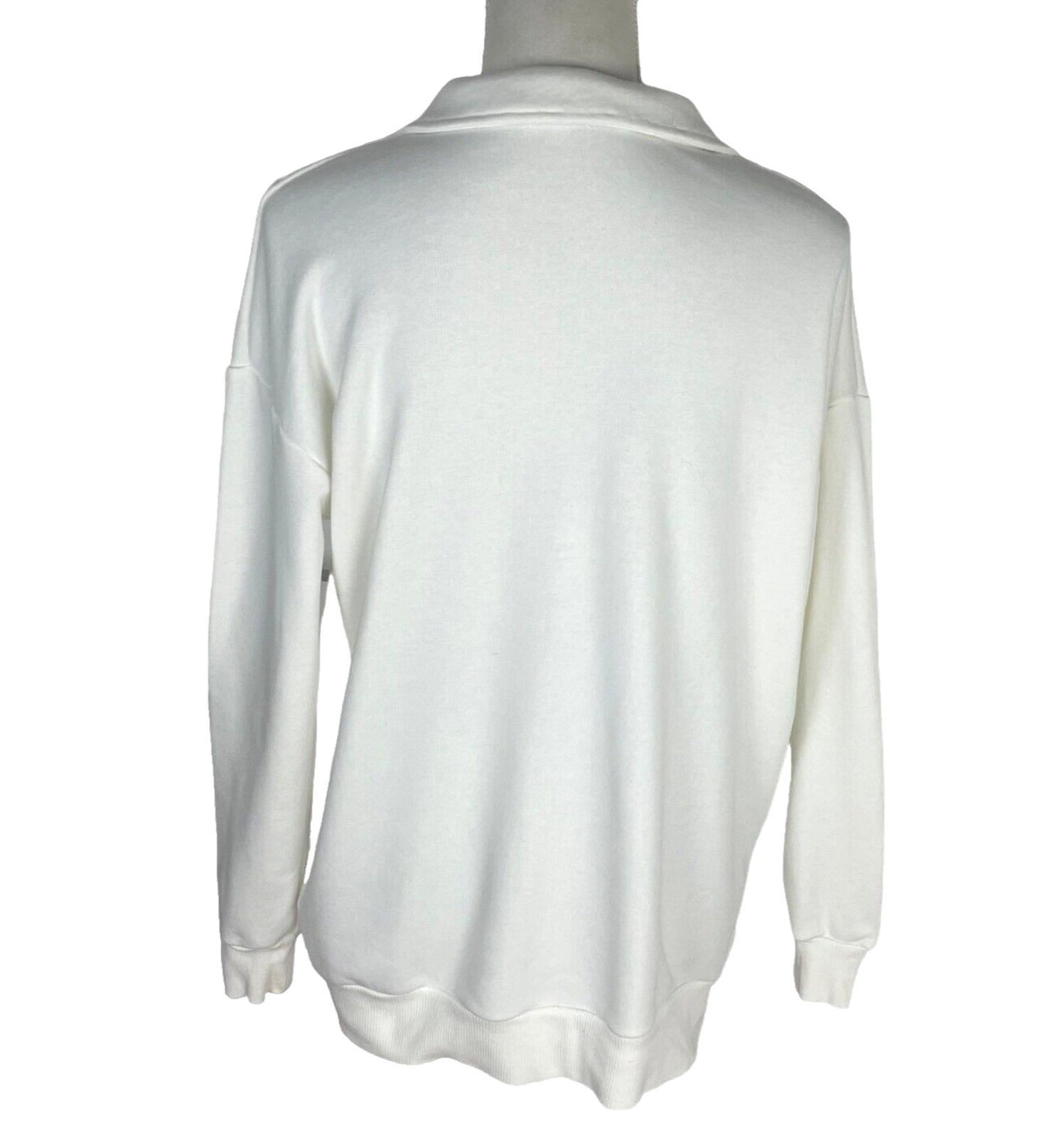 Stradivarius Over Sized Jersey Jumper Collared White Chicago Women's UK Size XS