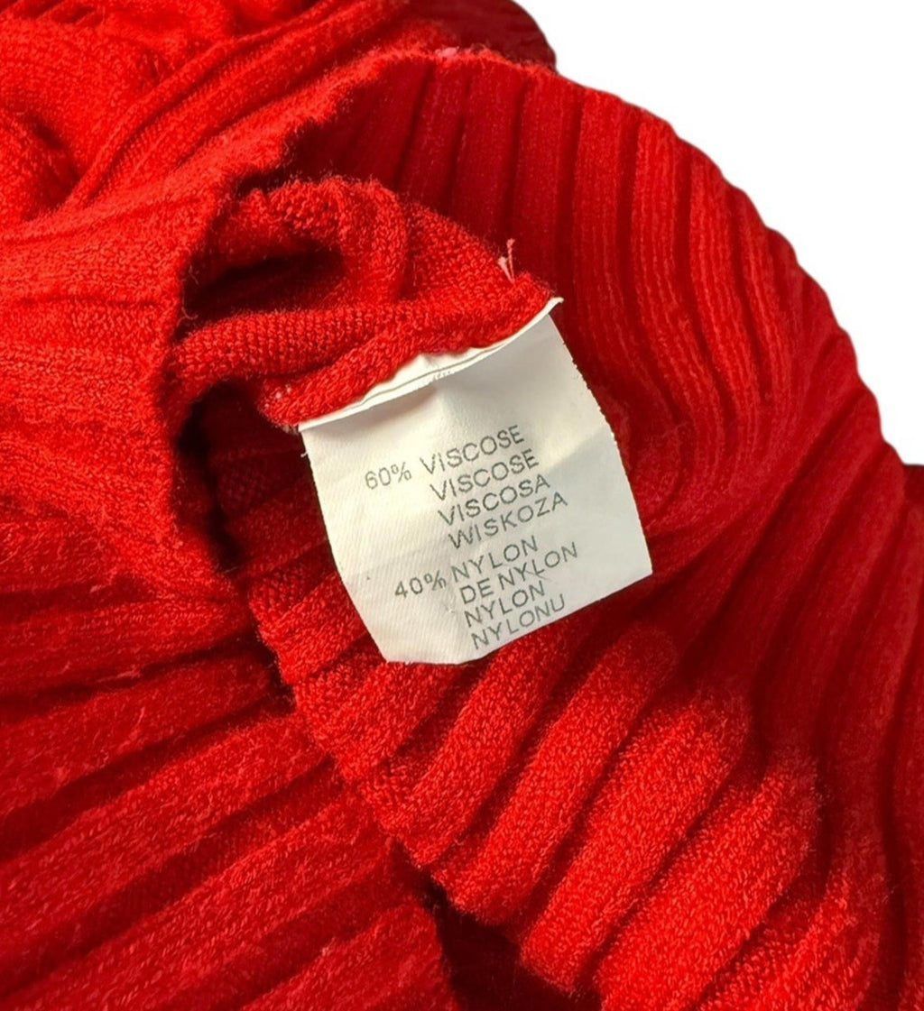 Moocci Red High Neck Knit Jumper Ribbed Gold Button Women’s UK Size M