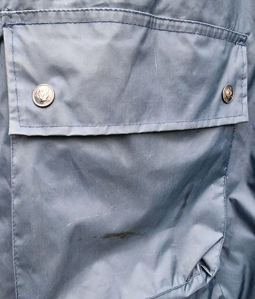 Vintage Blue Jacket Coat Water Resistant Stowaway Hood Men's UK Size Large