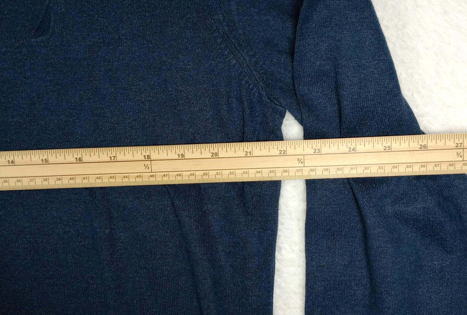 Nautica Jumper Men's UK Size L Blue Long Sleeve 100% Cotton Easy Care V-Neck