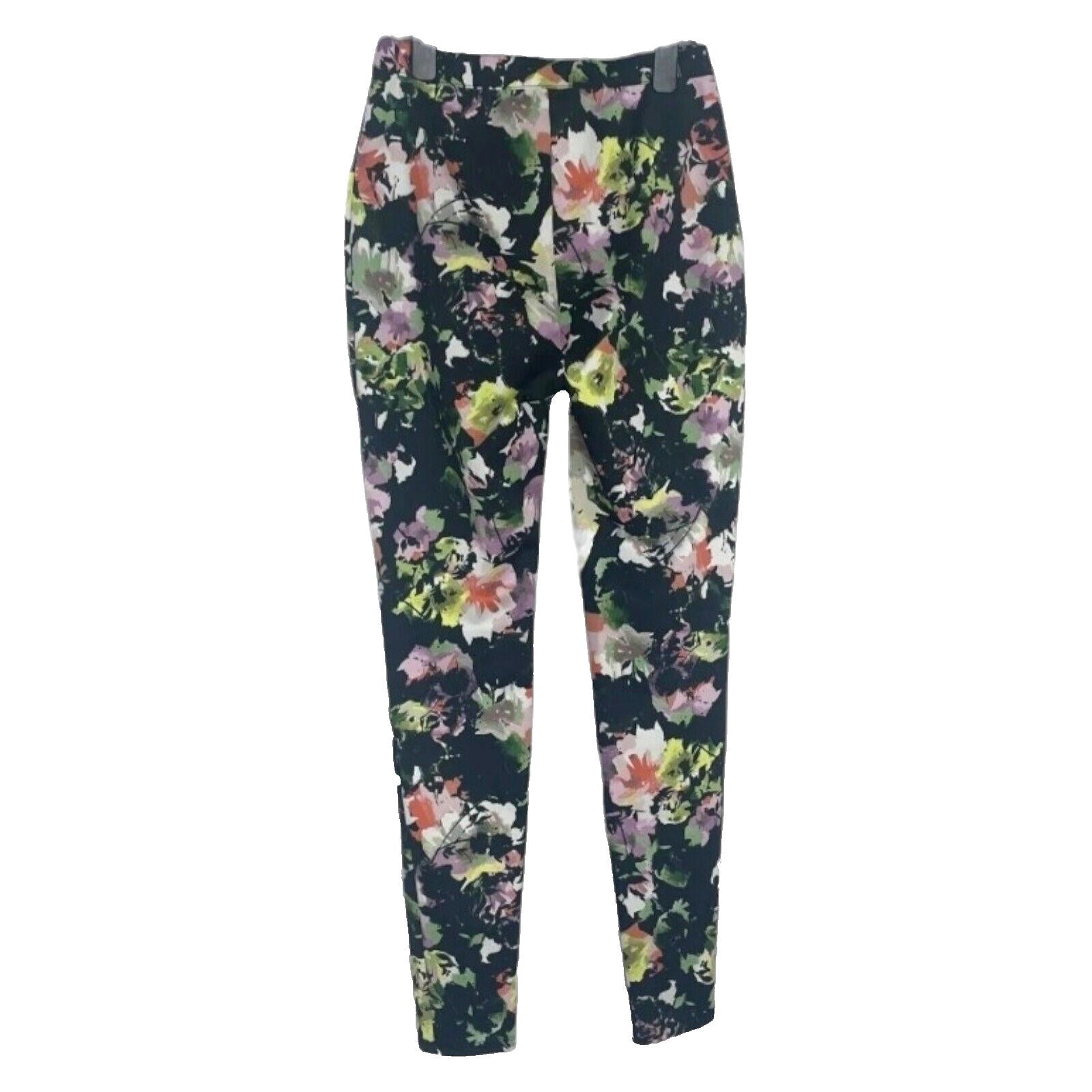 F&F Floral Trousers Skinny Fit High Waist Women's UK Size 8