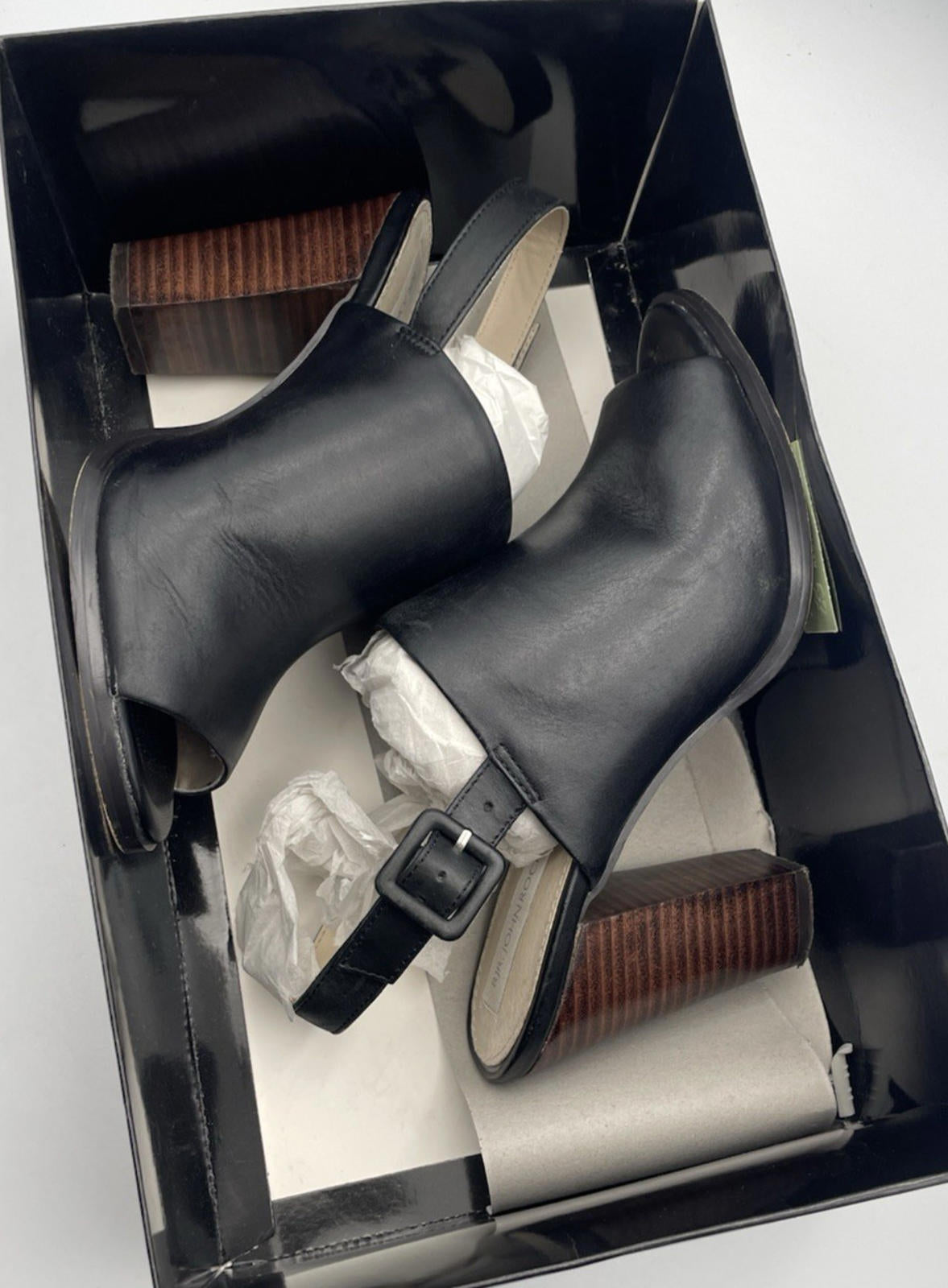 RJR John Rocha Black Leather Peep Toe Block Heel Shoes Women’s UK Size 5 (EU 38)