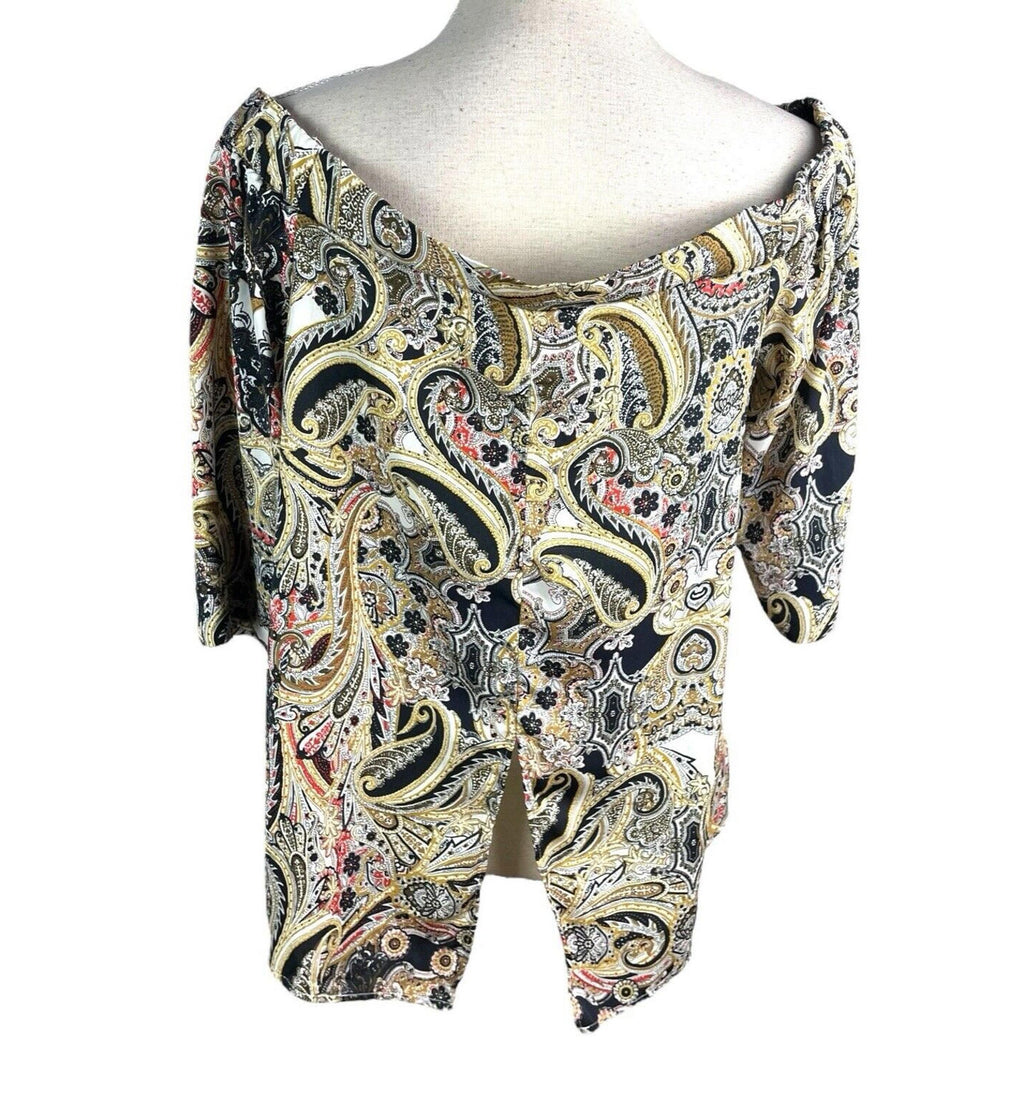 River Island Multicolour Satin Top Paisley Off Shoulder Women’s UK Size 14