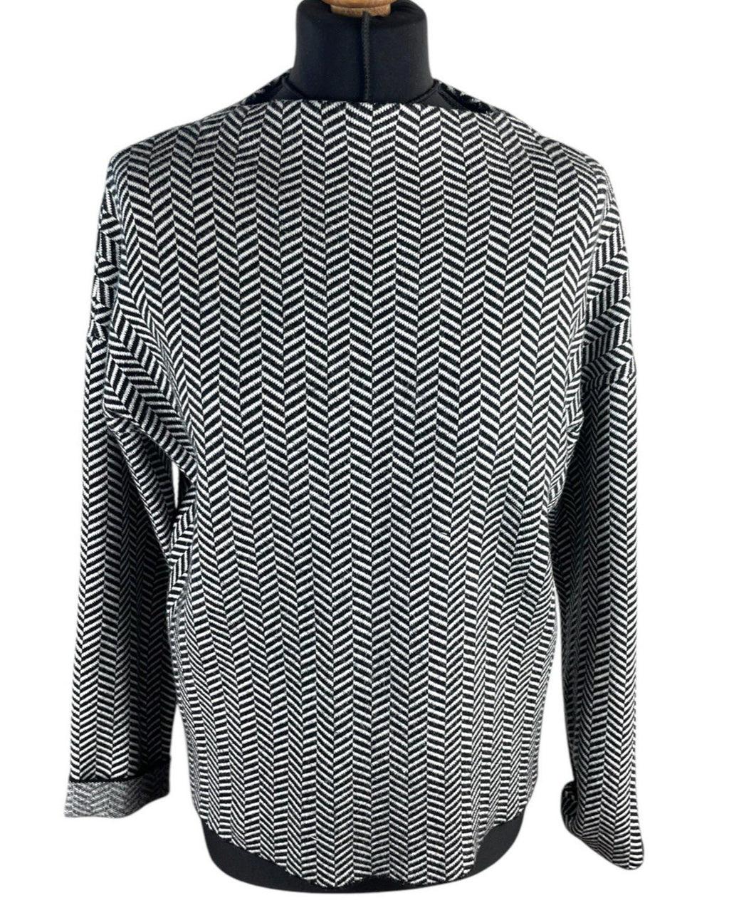 Tahari Black & White Jumper Open Neck Mid Length Women’s UK Size M