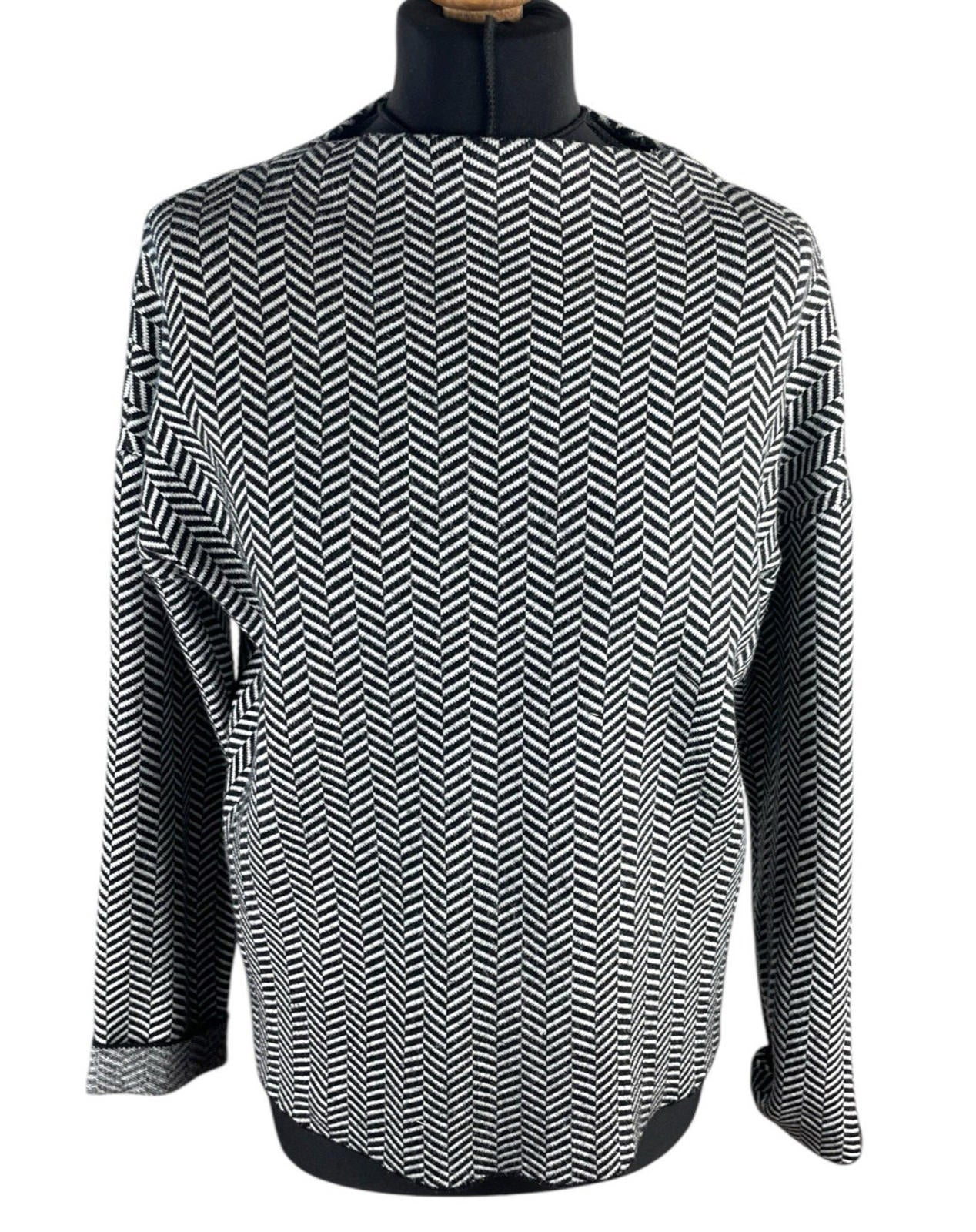 Tahari Black & White Jumper Open Neck Mid Length Women’s UK Size M