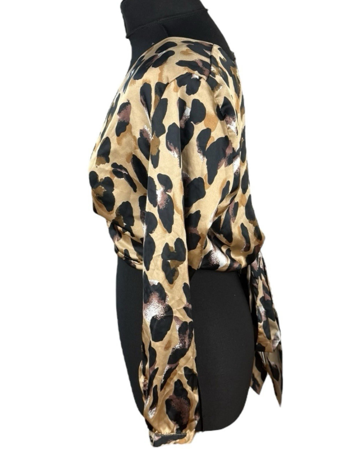 Boohoo Satin Croptop Leopard Print Backless V Neck Women’s UK Size 12