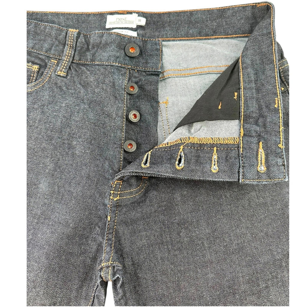 Next Denim Shorts Men's UK Size 30" W Regular Fit Blue Button Front Rolled Cuffs