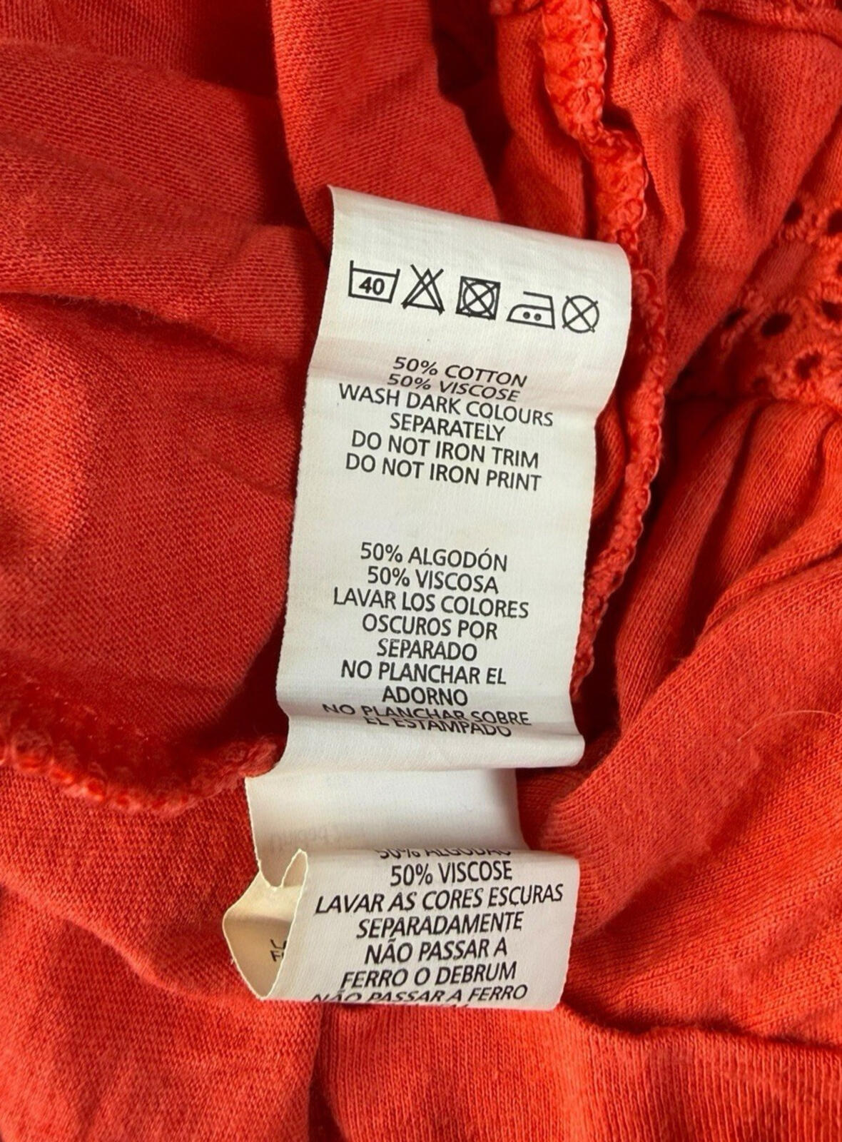 Broderie Anglaise Mini Dress Women’s UK Size 8 Orange Sleeveless Bikini Cover Up