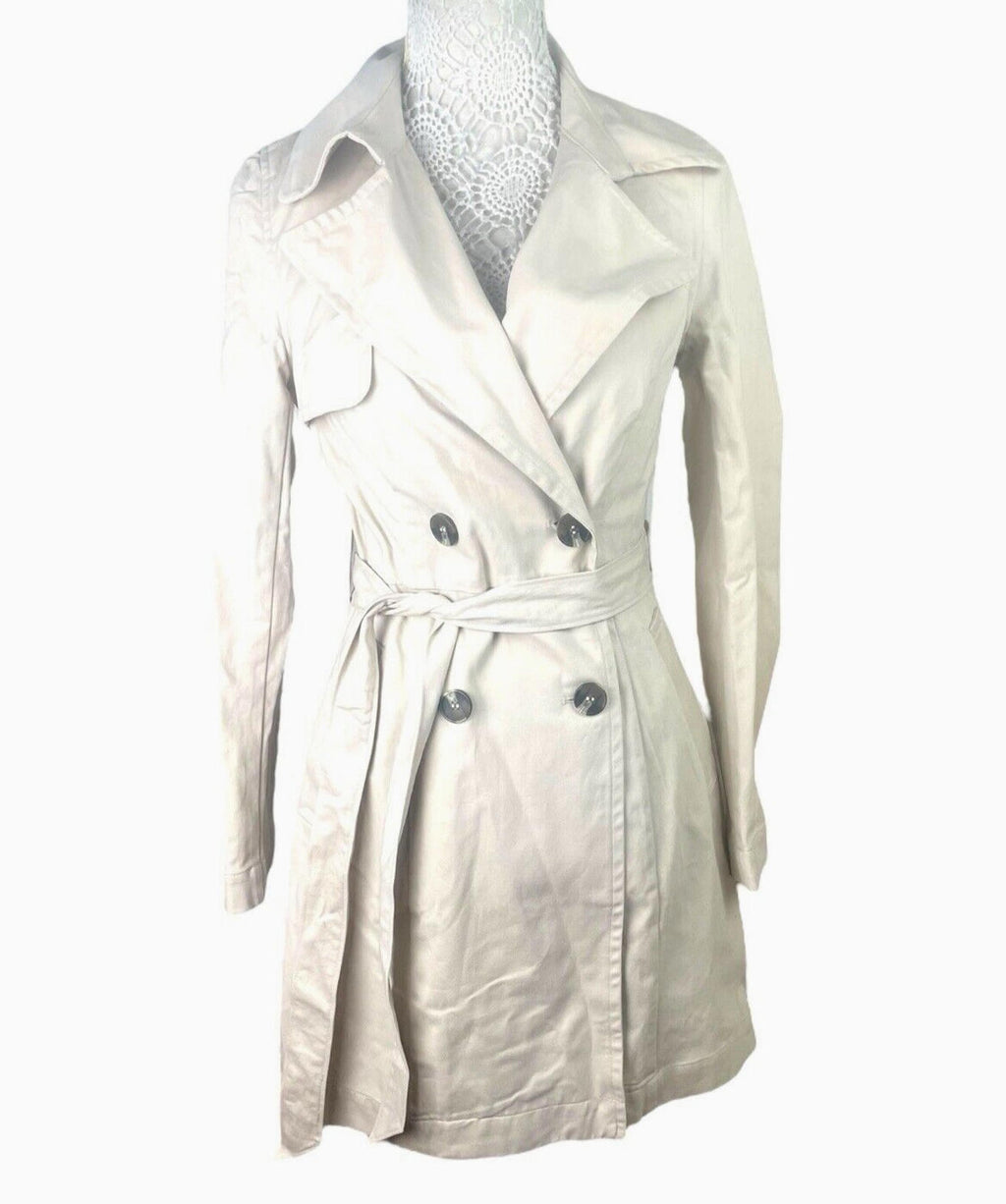 Divided Trench Coat Light Beige Cotton Double Breasted Belted Women’s UK Size XS