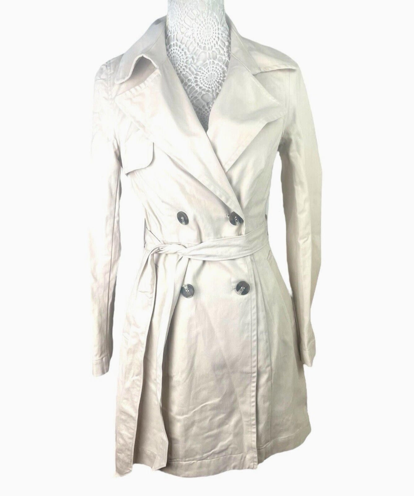 Divided Trench Coat Light Beige Cotton Double Breasted Belted Women’s UK Size XS