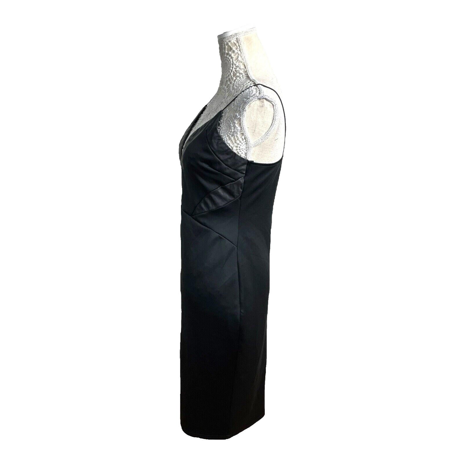 AX Paris Black Midi Dress Body Con Faux Leather Panels Women’s UK Size 12