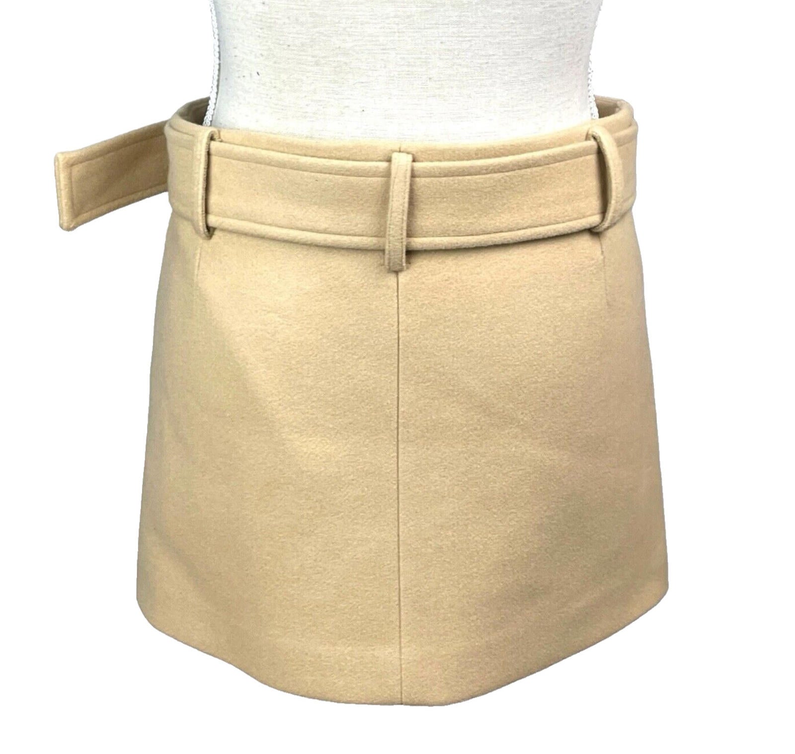 Nasty Gal Belted Mini Skirt Women’s UK Size 10 Beige Woolen Style A-Line Pockets