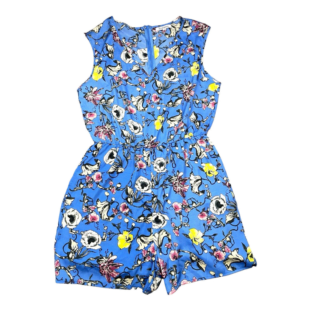 Glamorous Blue Satin Playsuit Floral Print Women’s UK Size 12