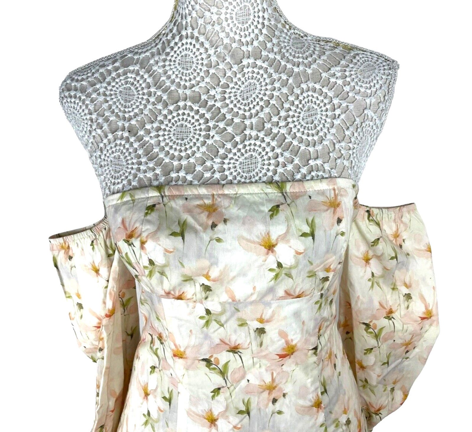 Pretty Little Thing Mini Dress Floral Off Shoulder Women's UK Size 8
