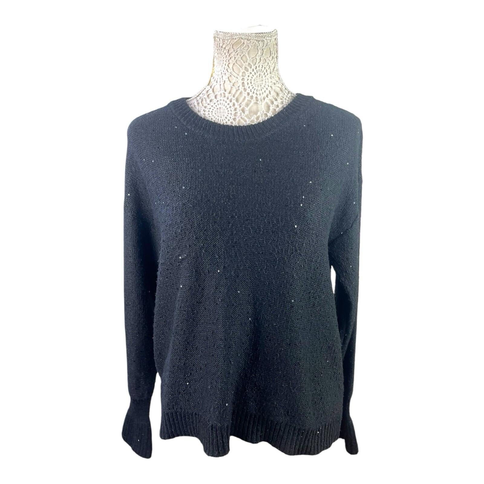 DKNY Jumper Black Knitted Sparkle Women’s UK Size XL (14)