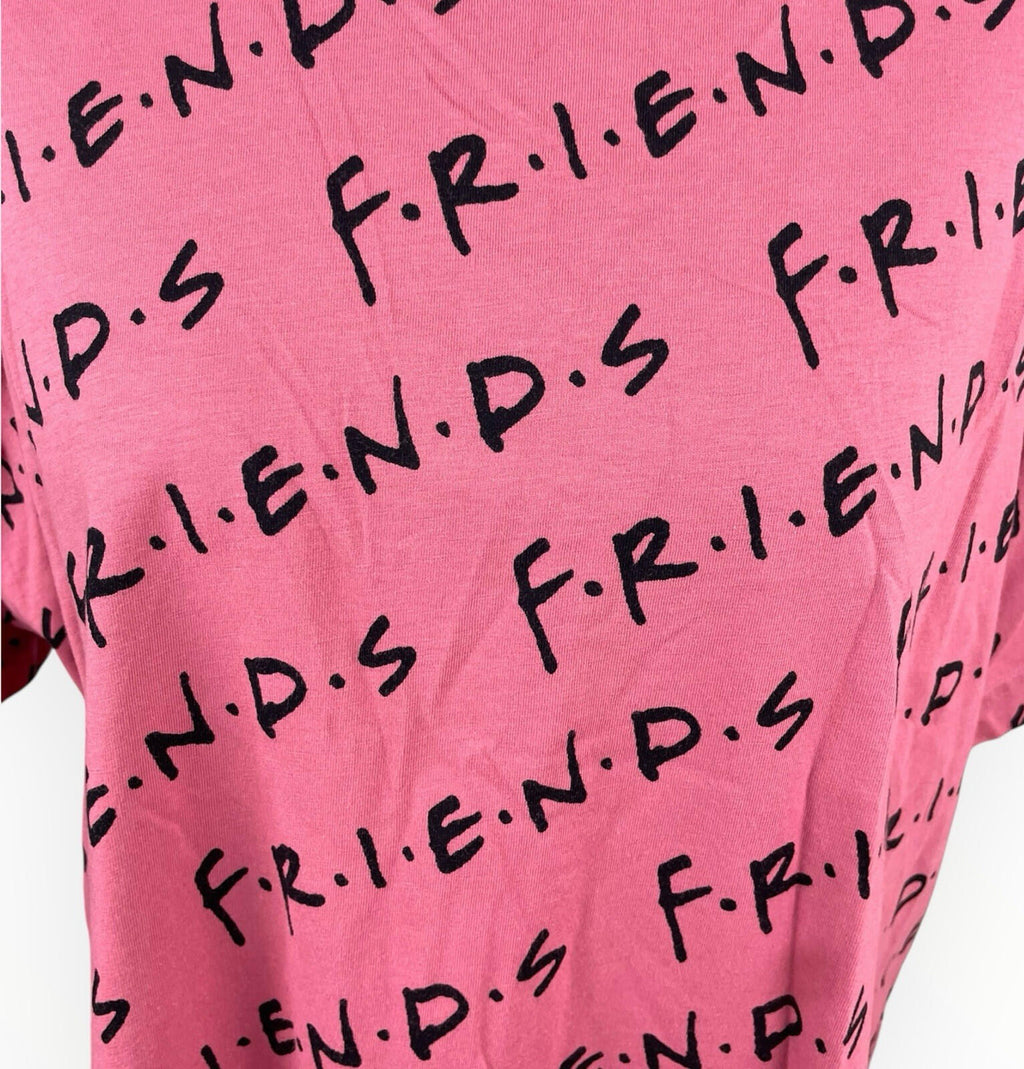 Friends Cropped T-Shirt Women’s UK Size 14 Short Sleeve Cotton Geometric Print
