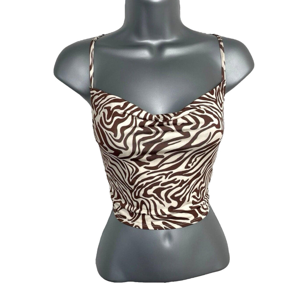 Stradivarius Crop Top Swirl Design Tie Back Design Women’s UK Size XS