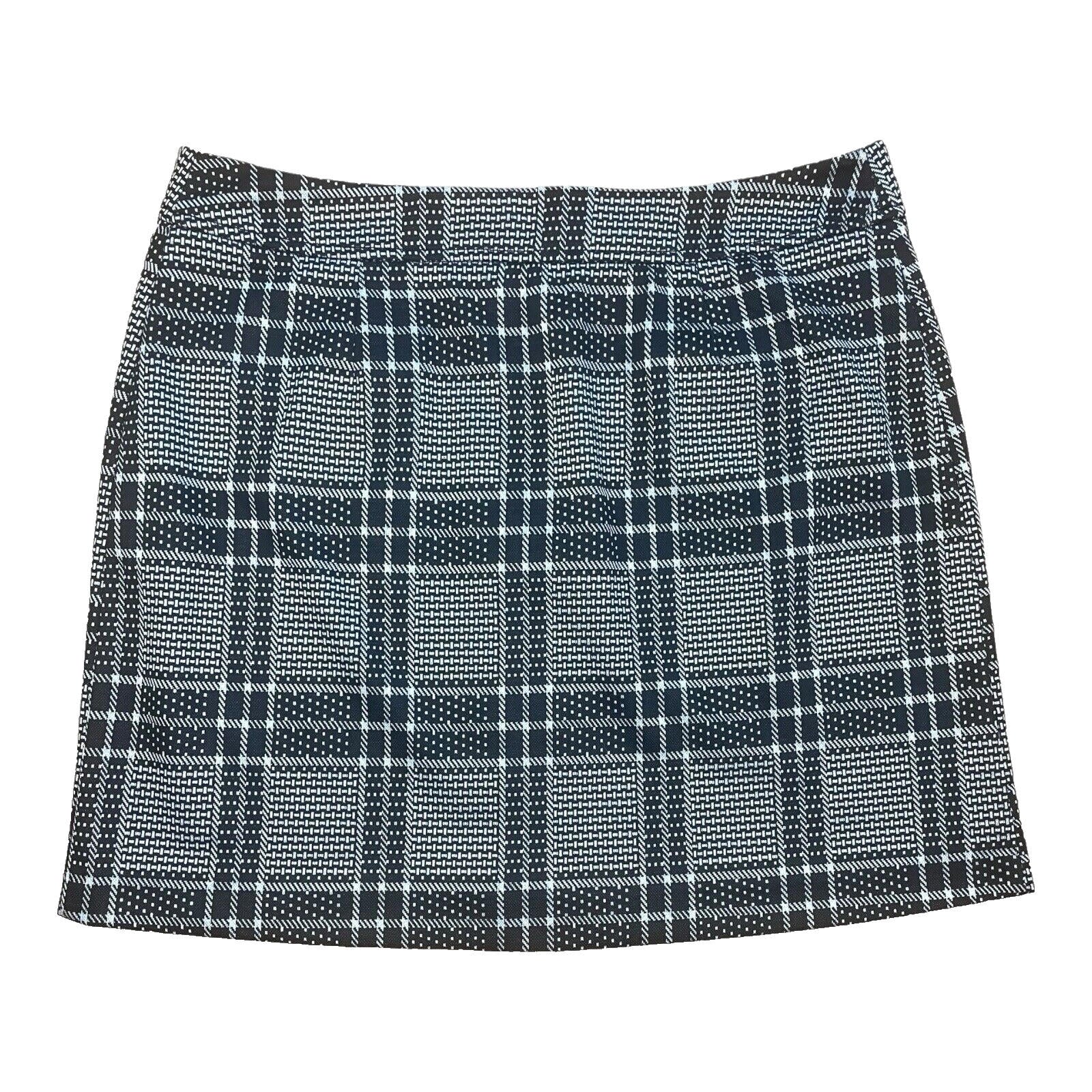 Peacocks Black Tartan Print Mini Skirt Aline Mock Pocket Women’s UK Size 14