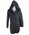 Primark Black Teddy Fleece Coat Mid Length Hooded Women’s UK Size 14