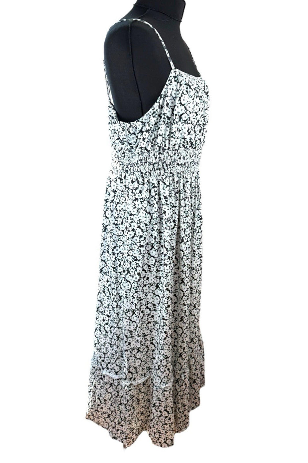Grace Karin Floral Maxi Dress Women’s UK Size 2XL Smocked Summer Spaghetti Strap